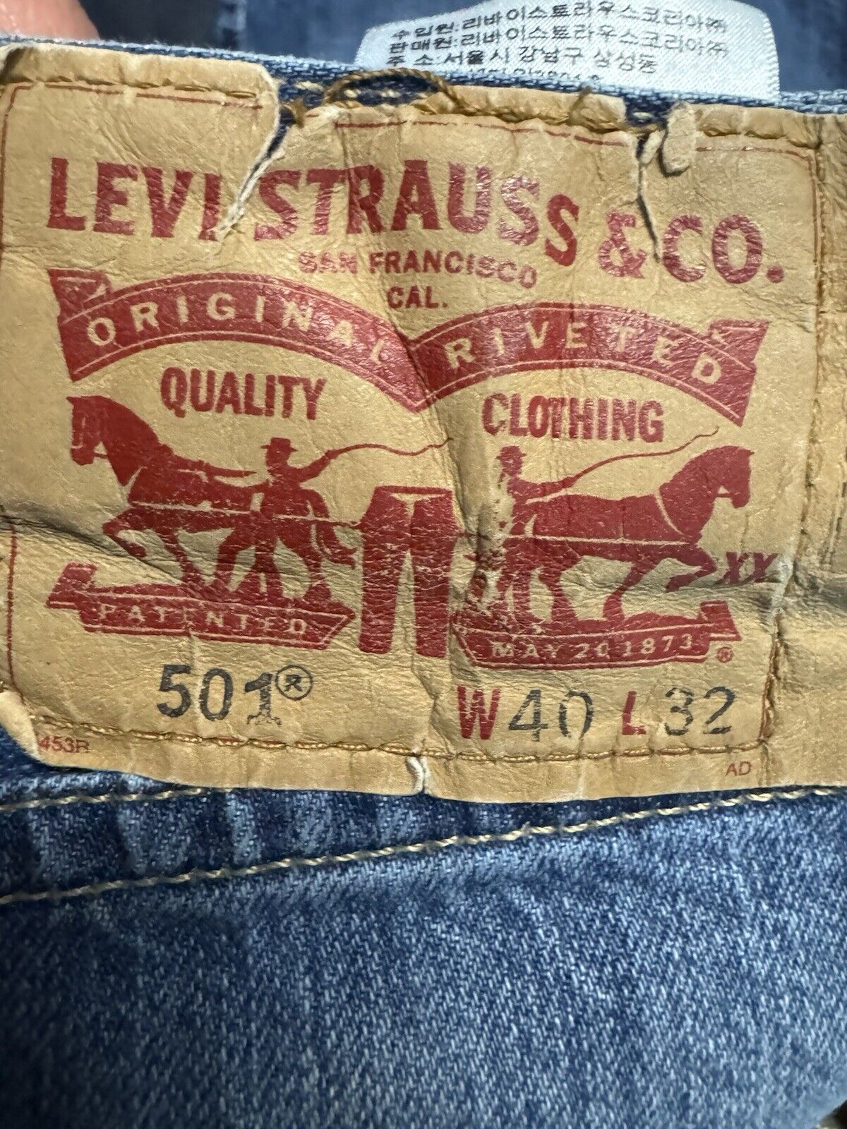Levi Strauss 501 Straight Leg Denim Jeans Size 40 X 32 Men Blue Denim