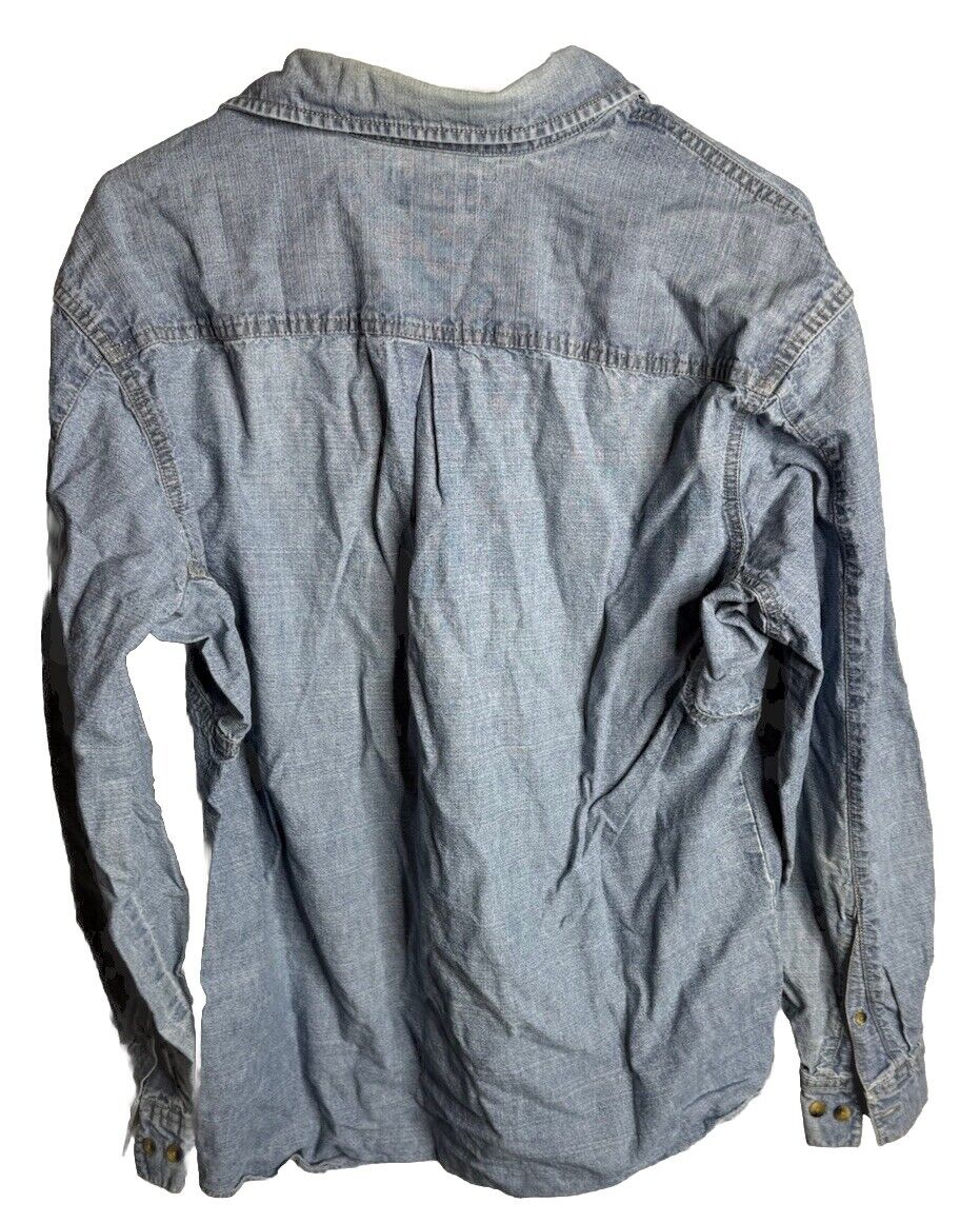 LL Bean Shirt Men medium Blue Chambray Long Sleeve Button Down Traditional Fit
