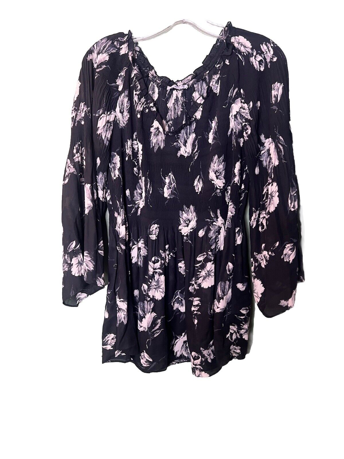 CROWN & IVY CURVY WOMENS FLORAL Print SHORT SLEEVES BLOUSE ~ XL