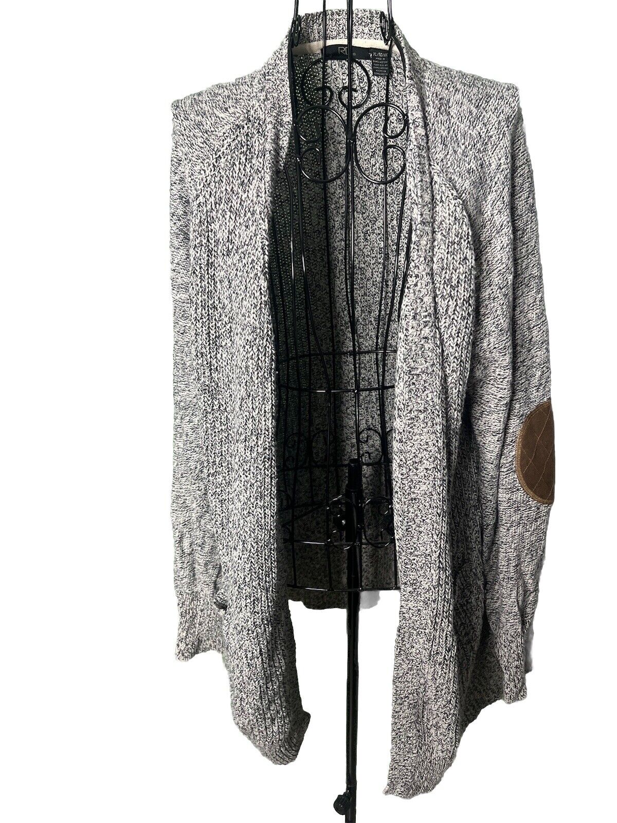 RDI Cardigan XL Gray Women's Elbow Patch Knit Cardigan