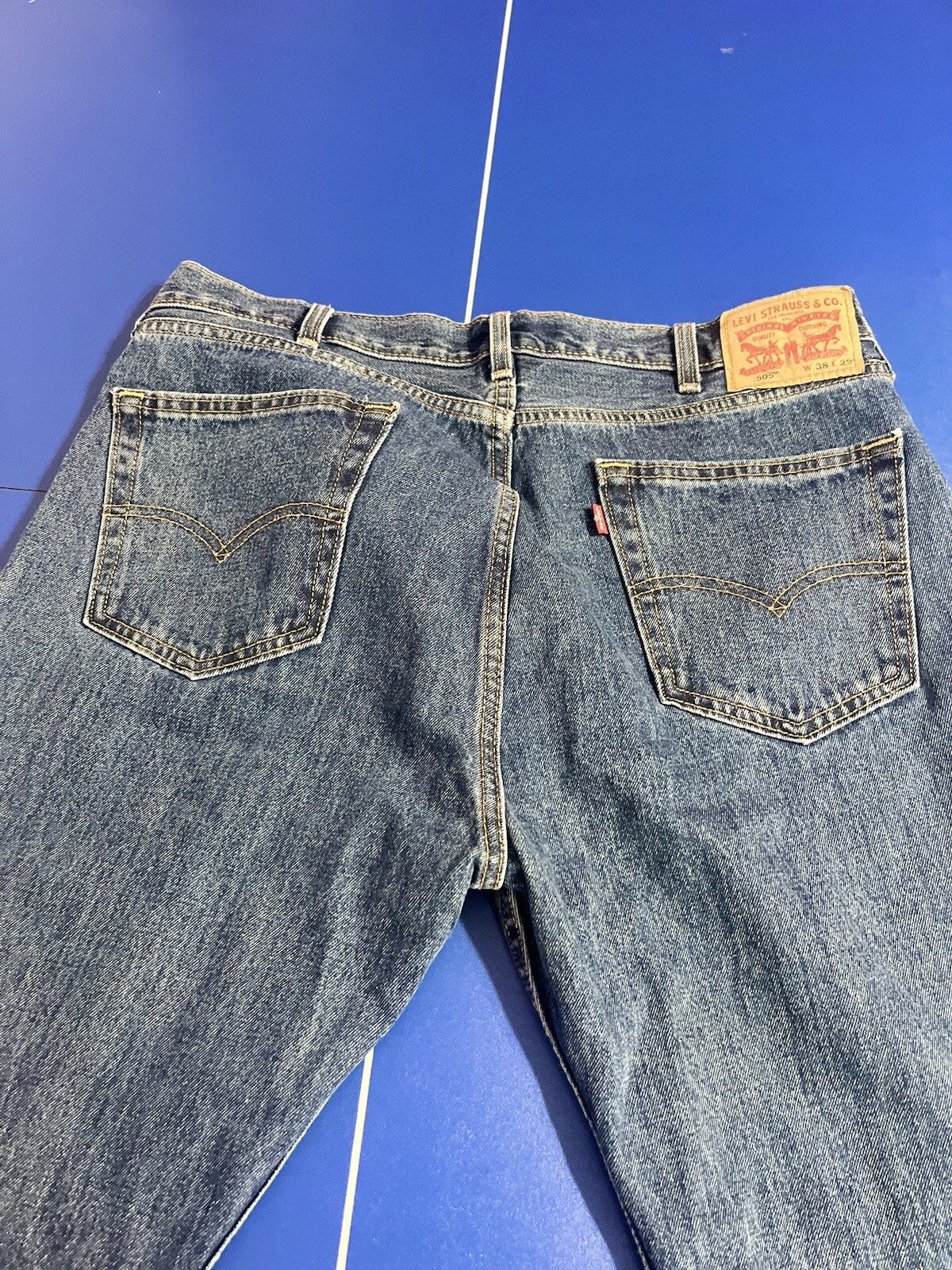 Vintage Levis 505 Jeans 38x29 Blue Denim Cotton Straight Casual Work