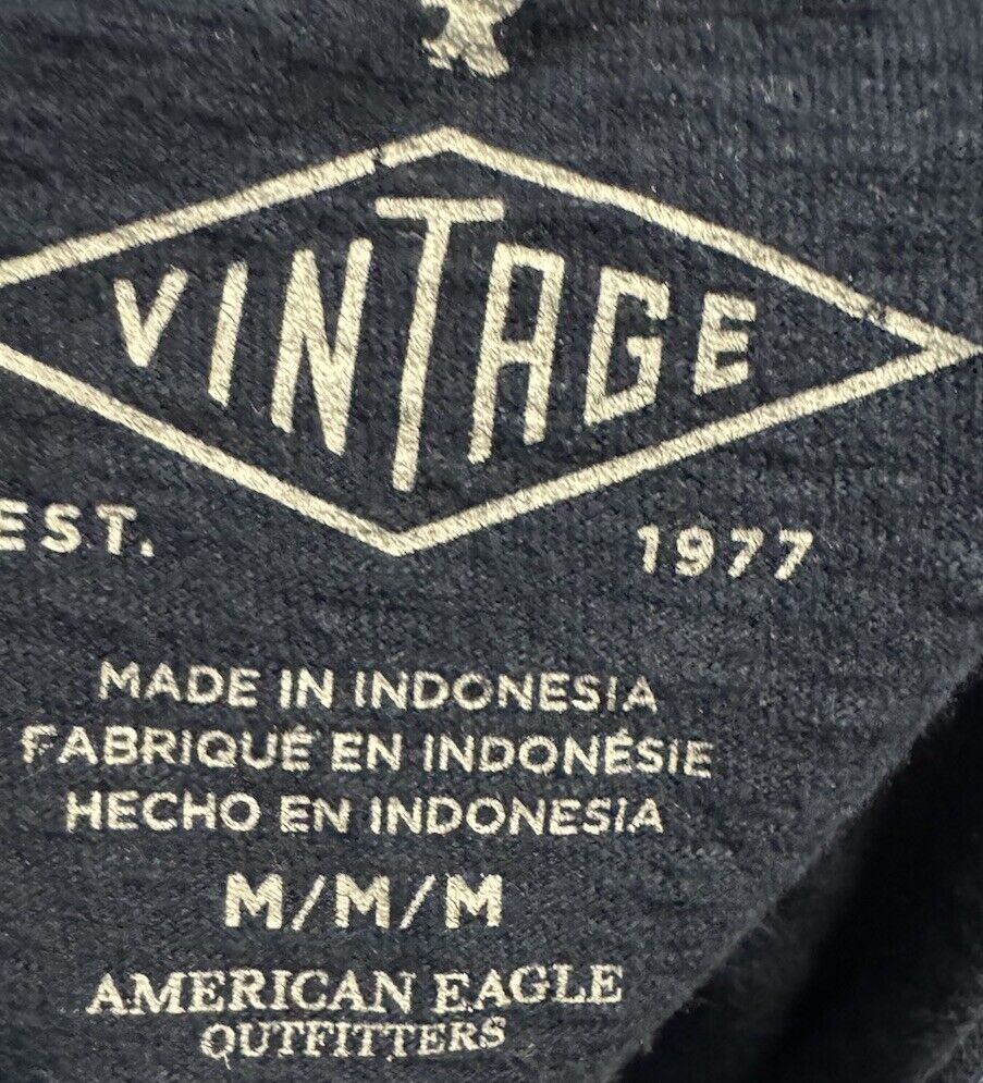 American Eagle Vintage Tshirt Mens Medium Blue Long Sleeve