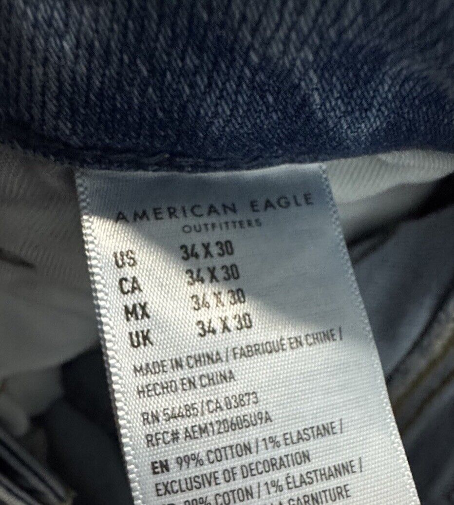 American Eagle Jeans Mens 34X30 Faded Denim Distressed Next Level Flex