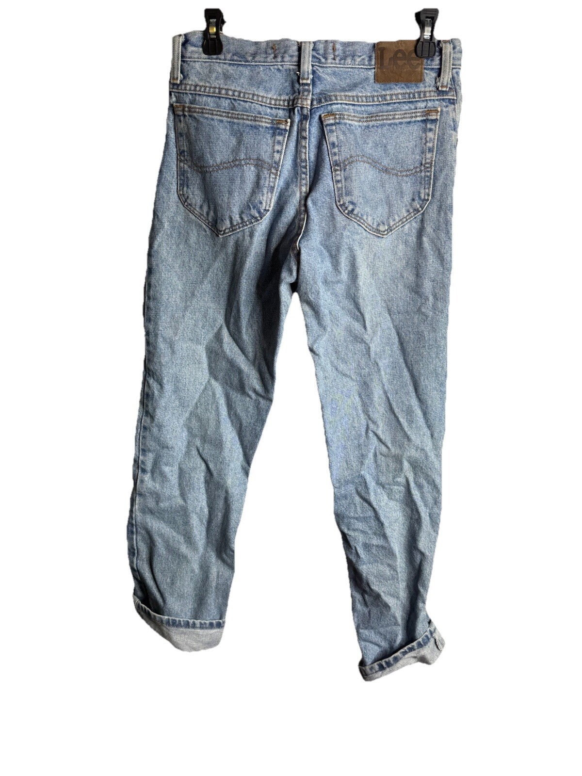 Vintage Lee Jeans Mens 30x30 Black Distressed Denim Straight Leg Pants USA Made