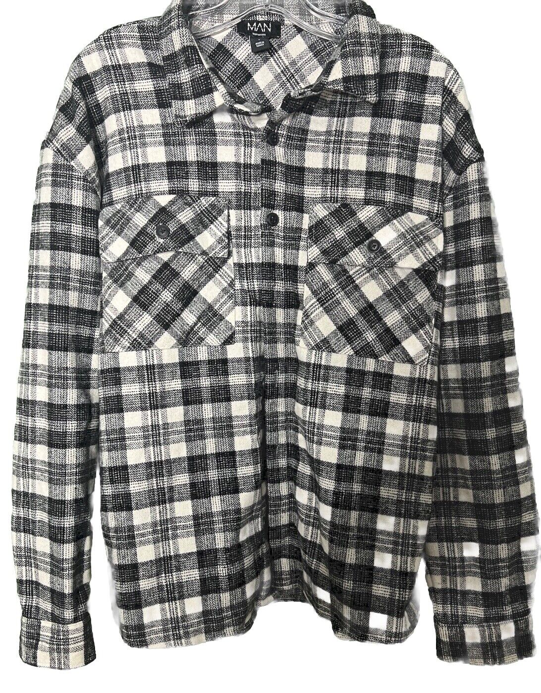 Boohoo Man Mens Plaid Flannell Shirt Large Button Up