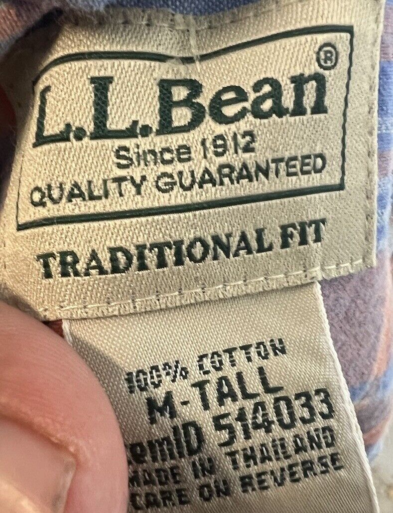 LL Bean Button Down Vented Shirt Medium Plaid Active Outdoors