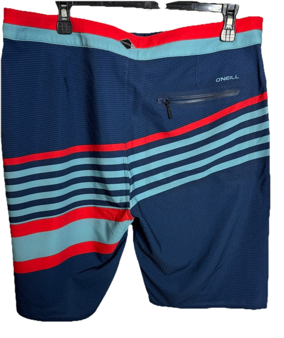 O'neill Shorts Mens 34 Hyperfreak 9" Board Swim Casual Preppy Surf Logo