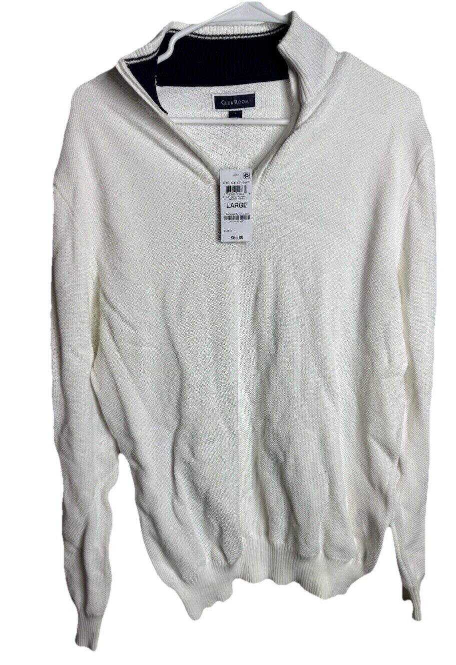 MSRP $60 Club Room Men's Quarter Zip French Rib Pullover Sweater SZ Large