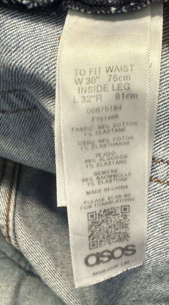 Asos Design Jeans Mens 30x32 Tapered Medium Wash Denim