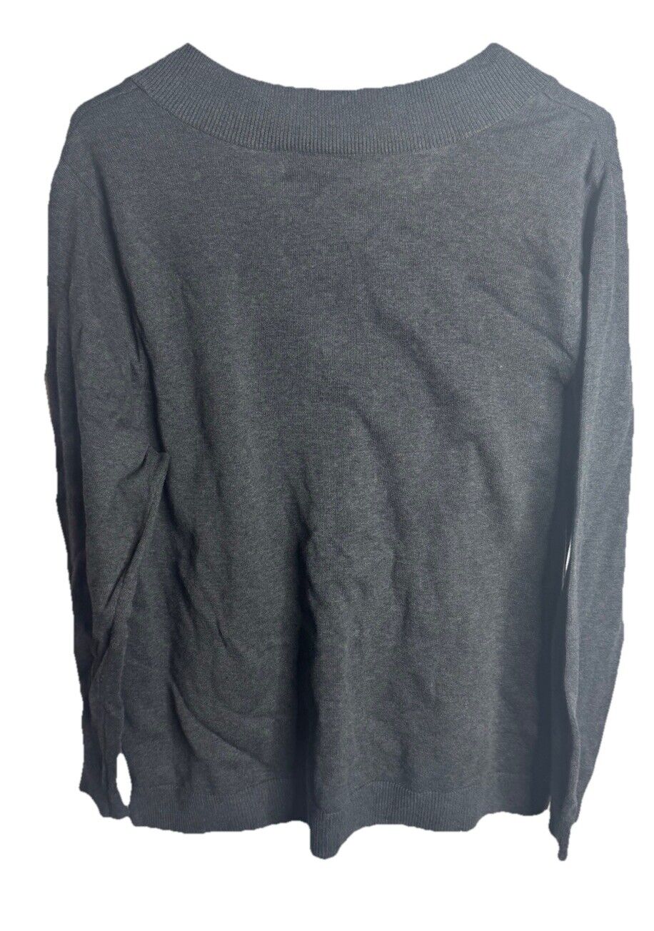 Karen Scott Sport Womens Size XL V Neck Casual Top Navy Long Sleeve Shirt