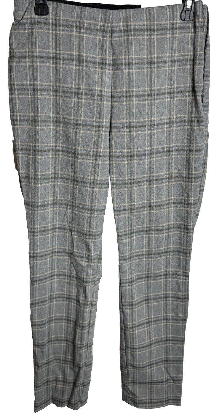 NEW Nine West Side Zip Skinny Ankle Pants Size 6 Plaid Gray NWT