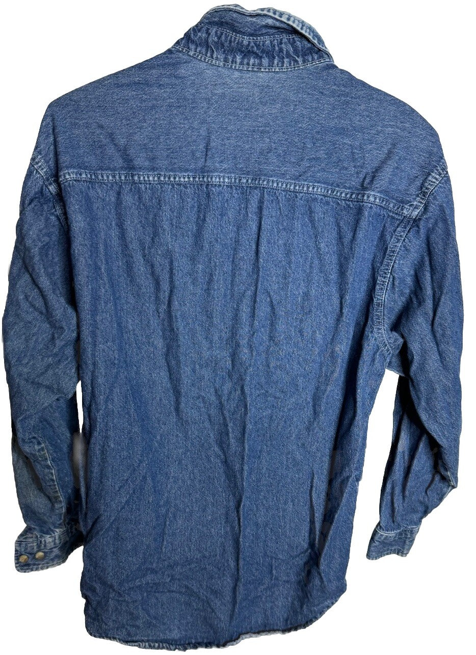 UNION LINE Vintage USA Made Denim Jean Work Shirt Blue Button Down Collar Men M