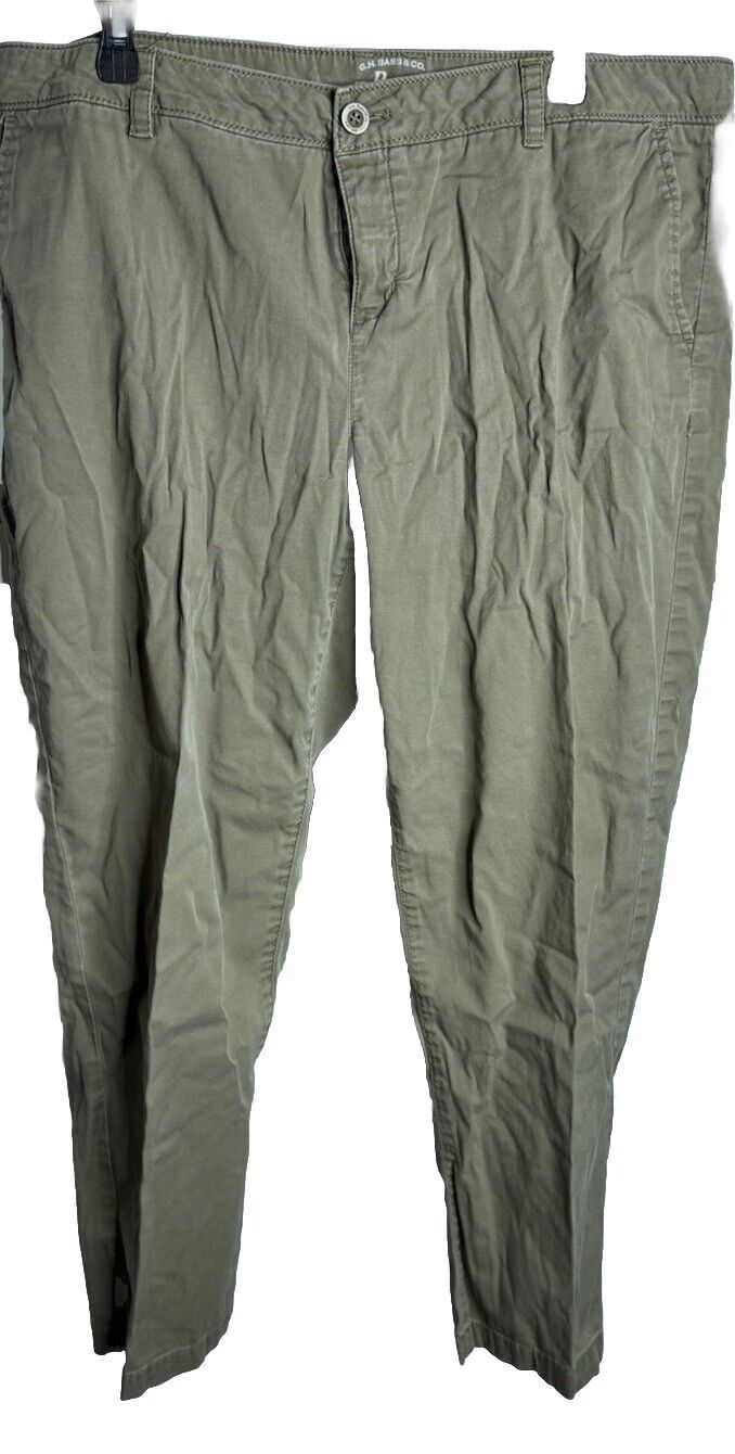 G.H. Bass & Co. Women's Chino Pants 16 Beige Khaki Straight Leg Flat Front