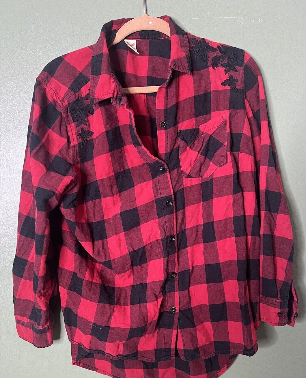 Faded Glory Floral Button Down Shirt Women’s 1X 16W Long Sleeve