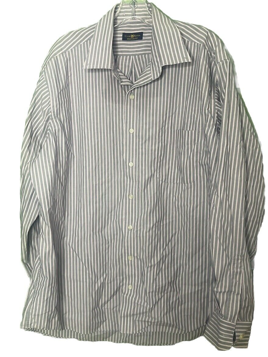 Club Room Men Wrinkle Resistant 17.5 36/37 Regular Fit Long Sleeve Button Shirt
