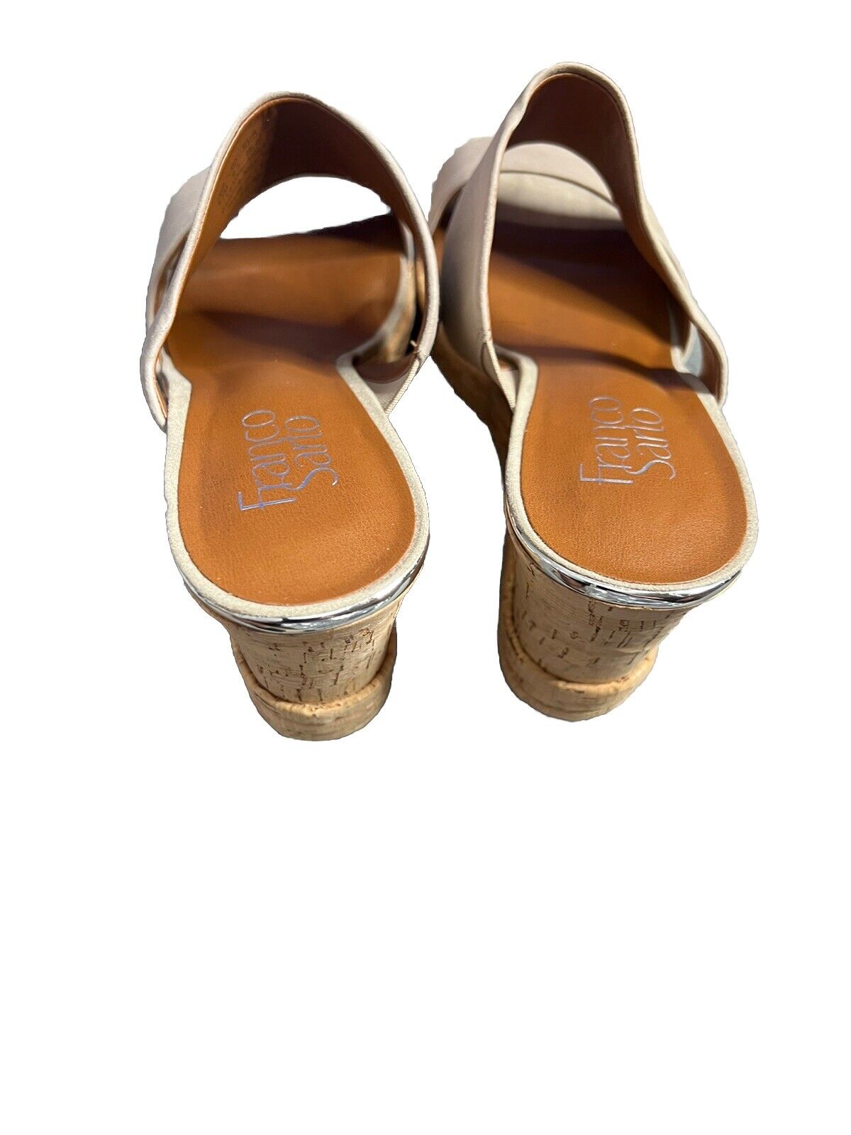 Franco Sarto Women’s Fiore Beige Suede Wedges Slip On Comfort Leather 8.5