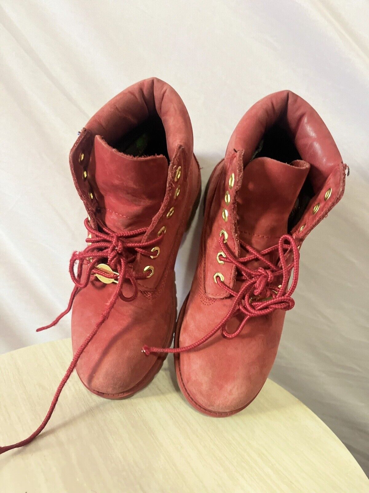Red Timberland boots women Size 2.5, Red Suede, Waterproof Boots, High Quality