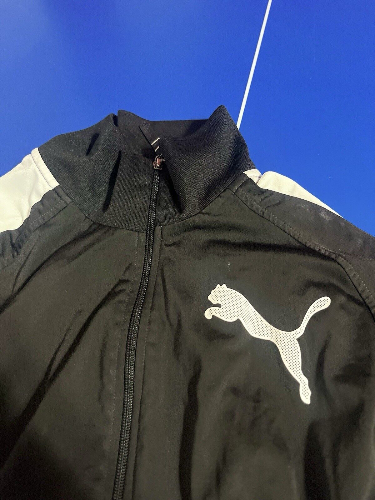 PUMA Mens Graphic Tracksuit Top Jacket Large Black Colourblock Polyester