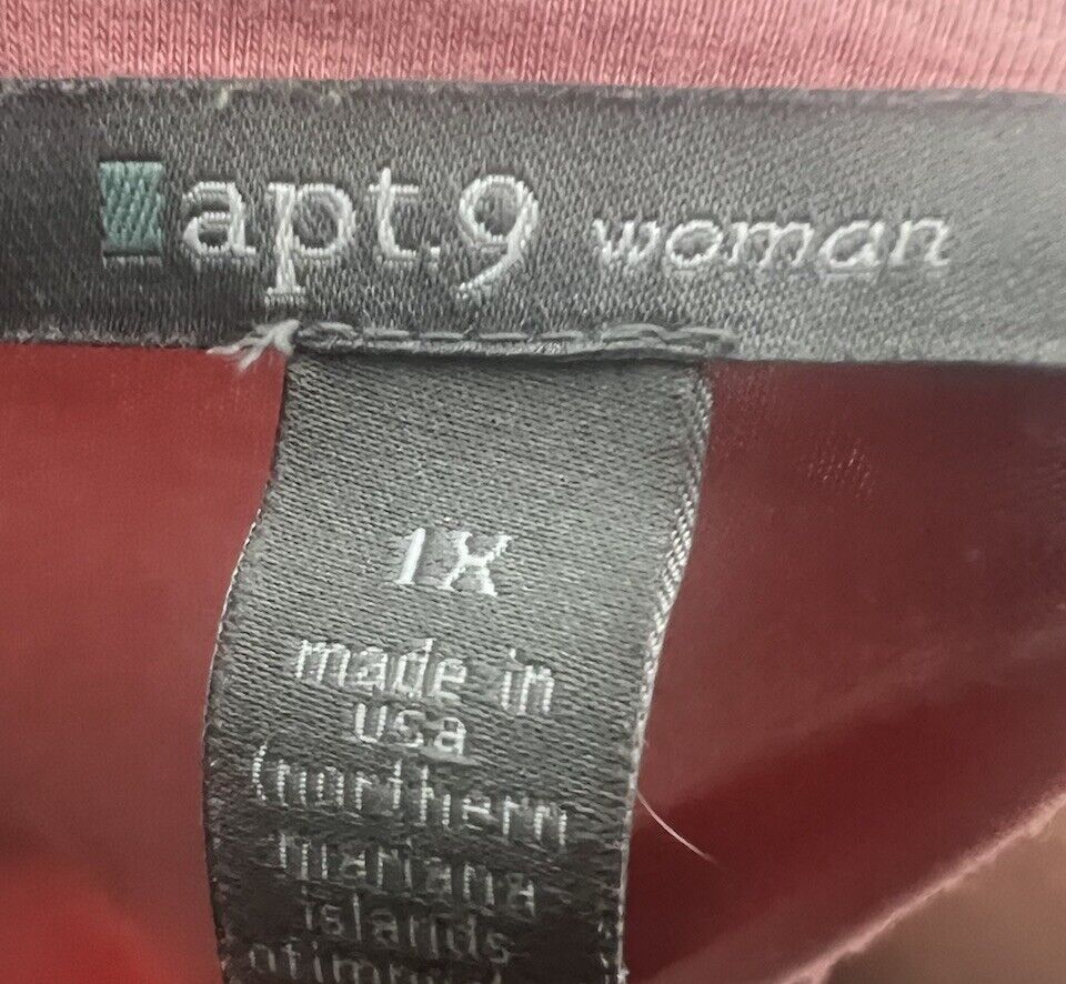 Apt. 9 Essentials Women's T-Shirt Plus 1X Short Sleeve V-Neck