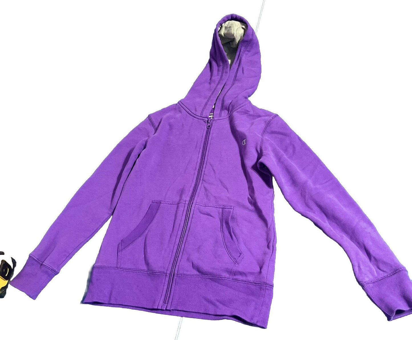 Champion Girls Hoodie, Purple, Girls Size Medium, Gray Inside, Zip Up With Pocke