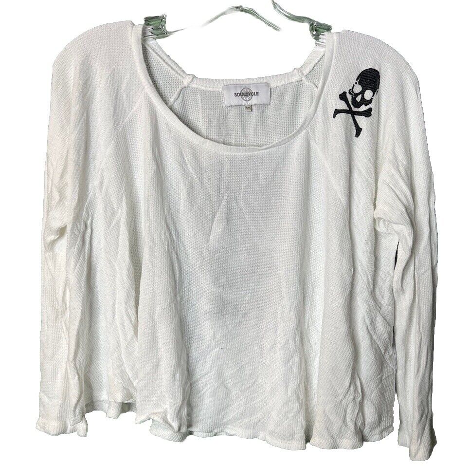 Soul Cycle Size S/M tee shirt crop top pirate skull & bones