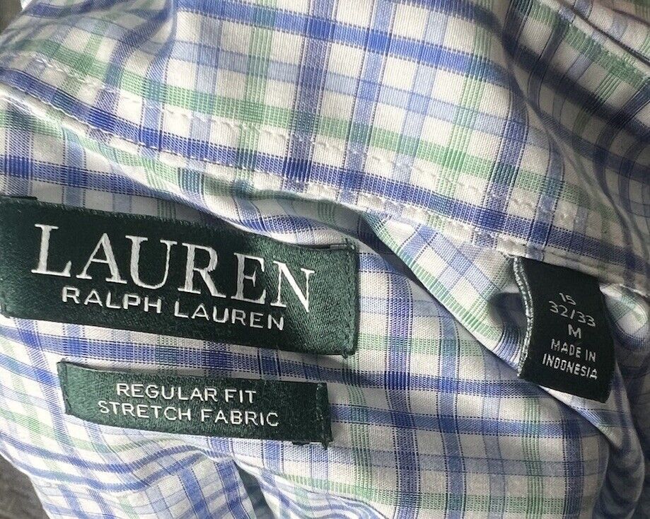 Polo Ralph Lauren 15 Collar 32/33 Button-Down Dress Shirt Men's Med Blue Striped
