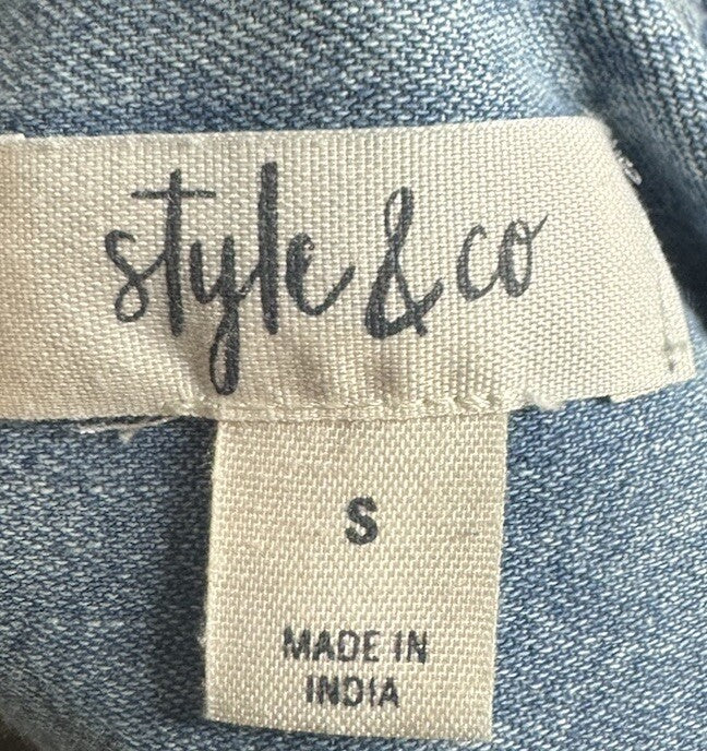 Style & Co Button Up Shirt Women’s Denim Long Sleeve Cotton Size Small