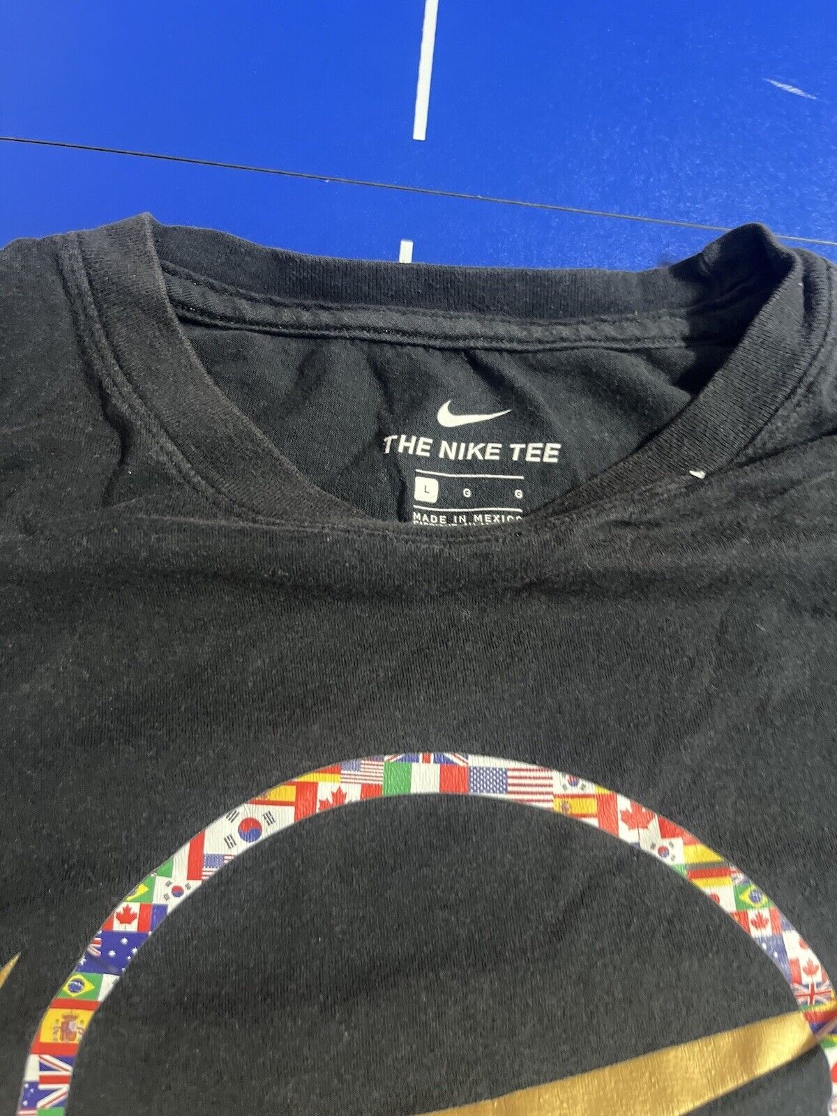 Nike Men's 2020 Olympics World Cup Gold Swoosh T-Shirt Sz L Black Short Sleeve