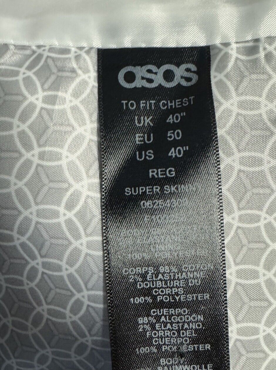 ASOS DESIGN Men's Slim Vest in Stone Size 40 Button Front Fully Lined