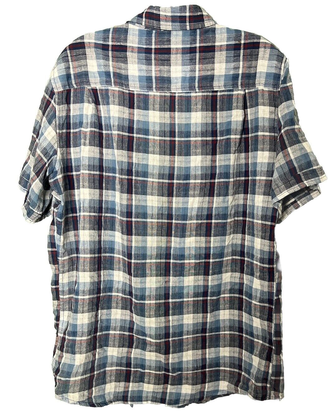 Weatherproof Vintage Mens Short Sleeve Washable Linen Woven Casual Shirt Size M