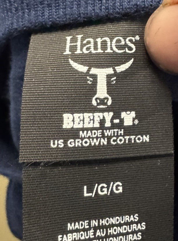 Hanes Beefy T Crew Neck T Shirt Sz Large Preshrunk Cotton.