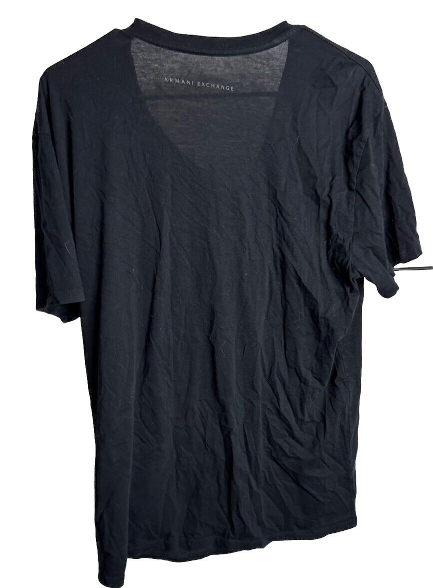 ARMANI EXCHANGE Black Silver AX LOGO Short Sleeve Slim Fit Designer T-shirt XL