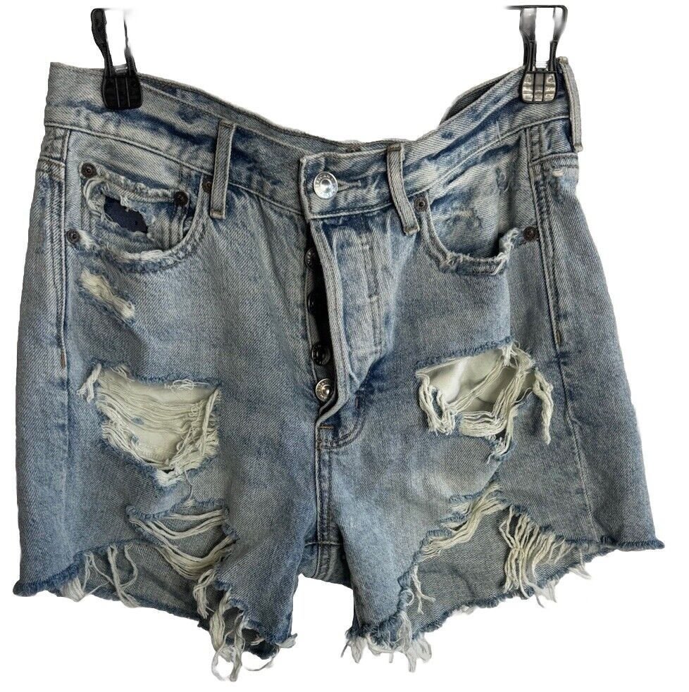 American Eagle Outfitters Women's Next Level Stretch Distressed Denim Shorts 4