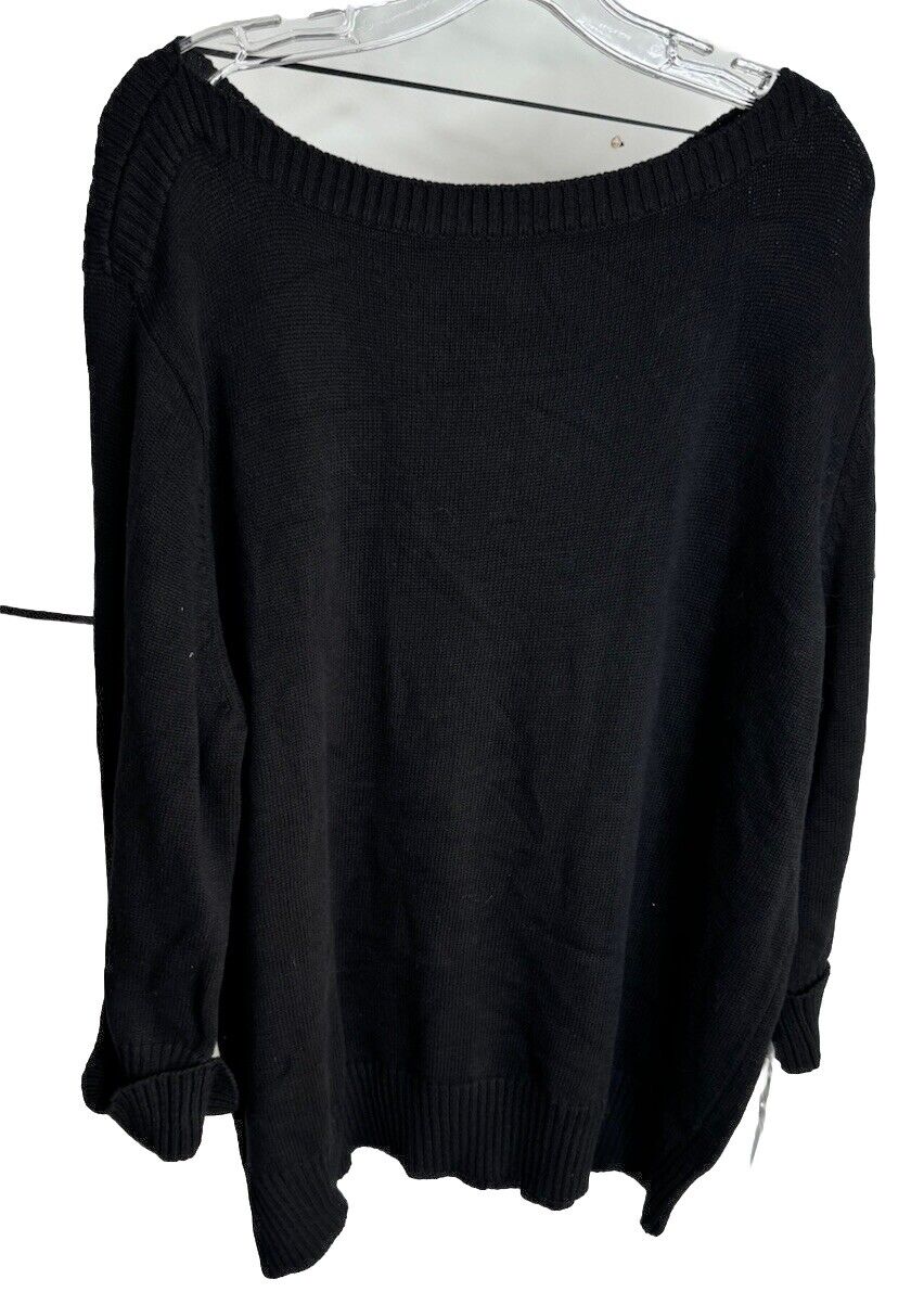 Karen Scott Women's 3x Plus Size Solid Textured Sweater in Black Retail $50.00