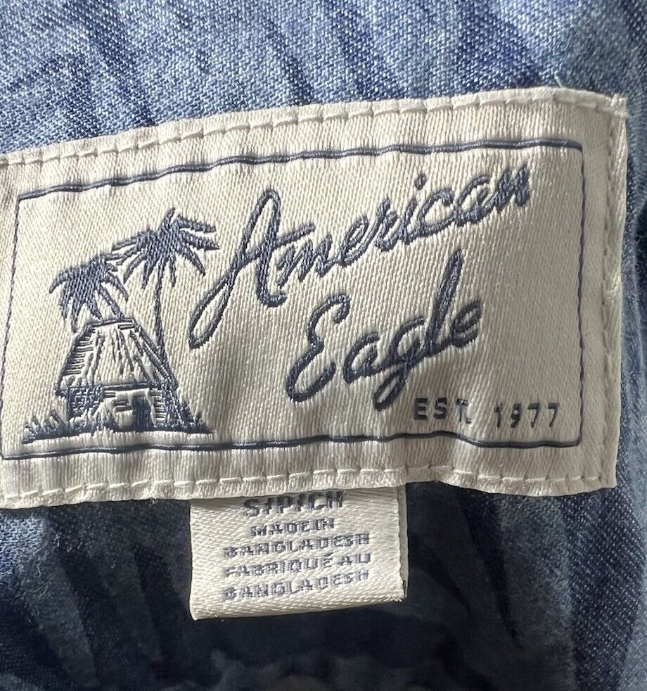 American Eagle Shirt Mens S/P Short Sleeve Button Down