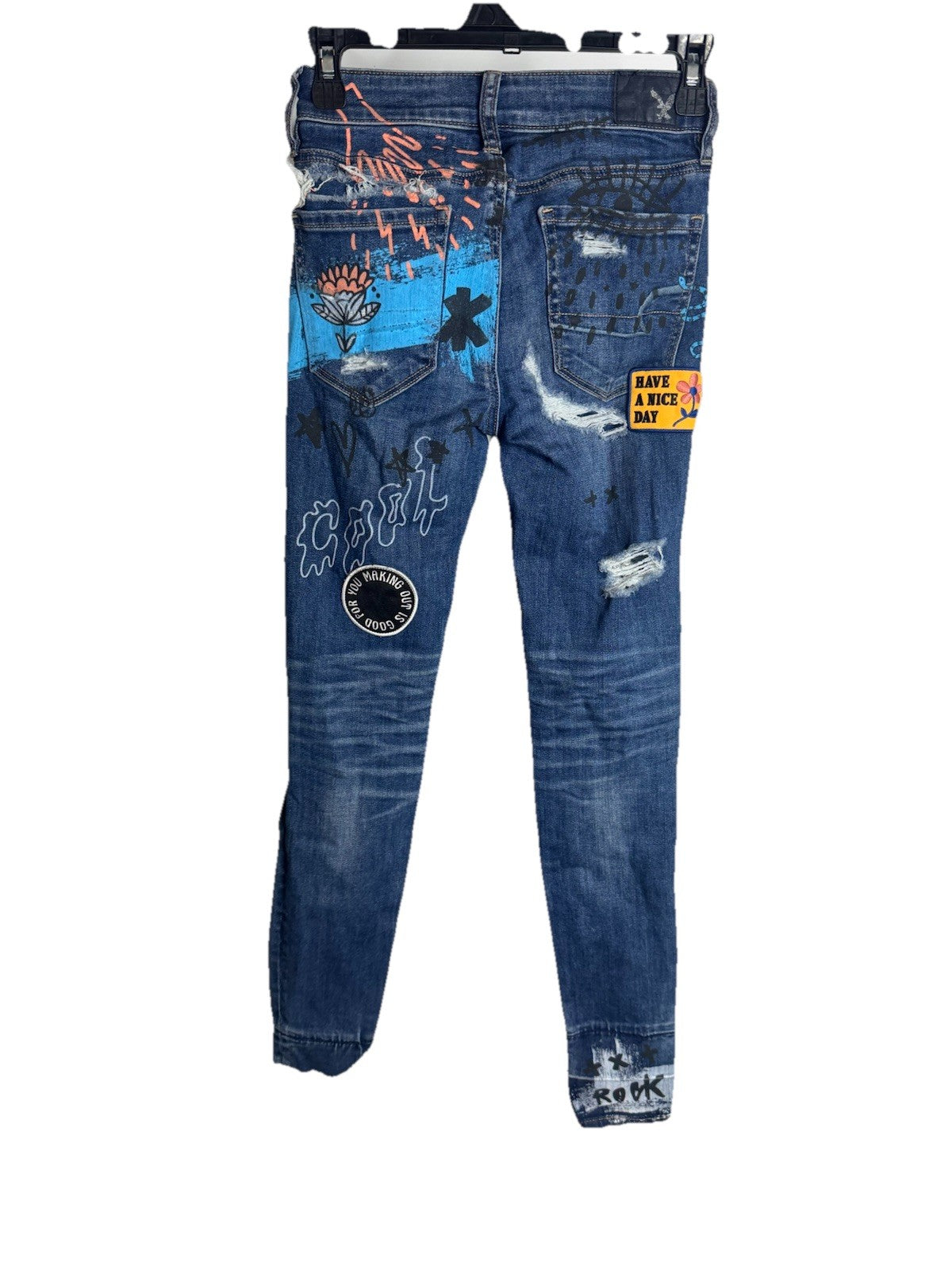 American Eagle Outfitters Jegging Jeans Women's 00 Blue Denim Distressed Cotton