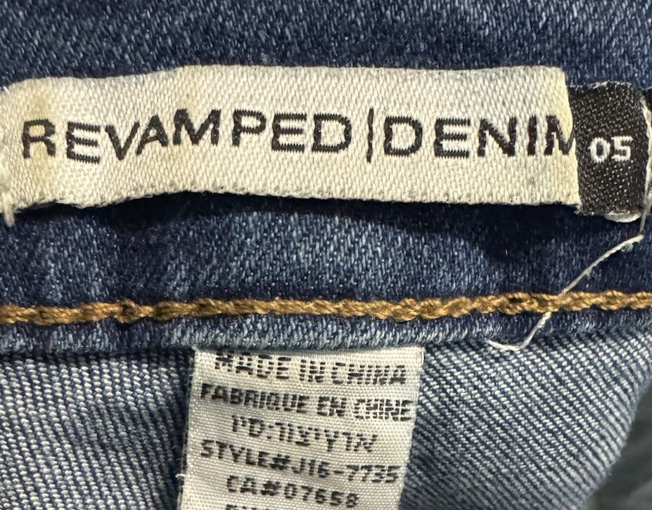 Revamped Womens Medium Wash Distressed Skinny Jeans Stretch Size 05
