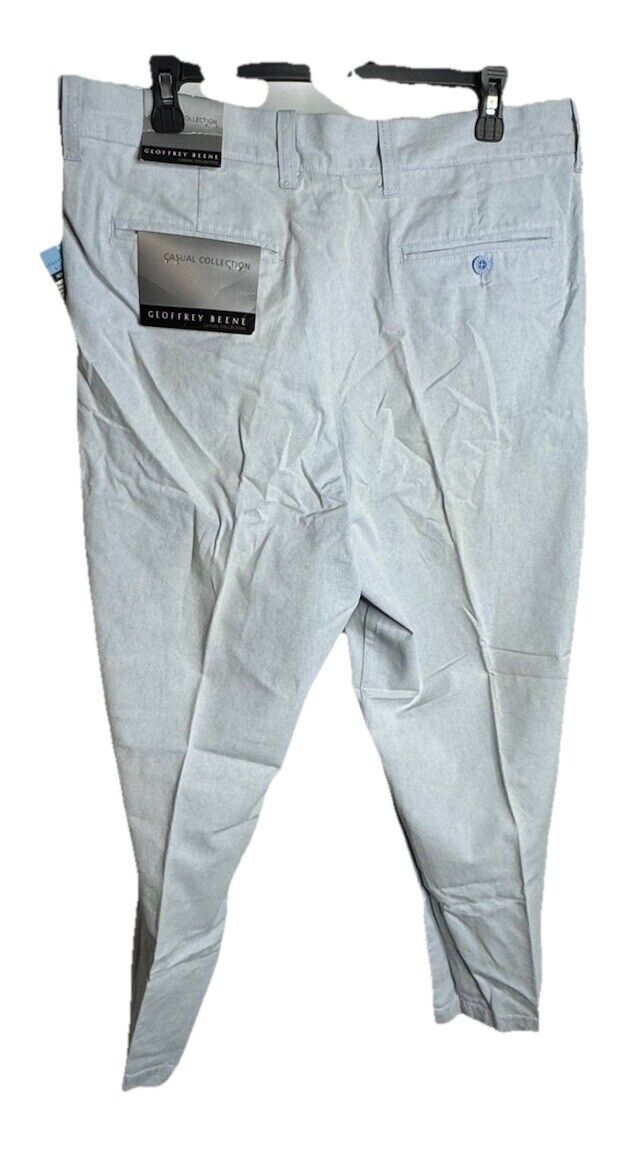 New Geoffrey Beene Flat Front Stain Protection Stone Khaki Pants Size 36 X 30