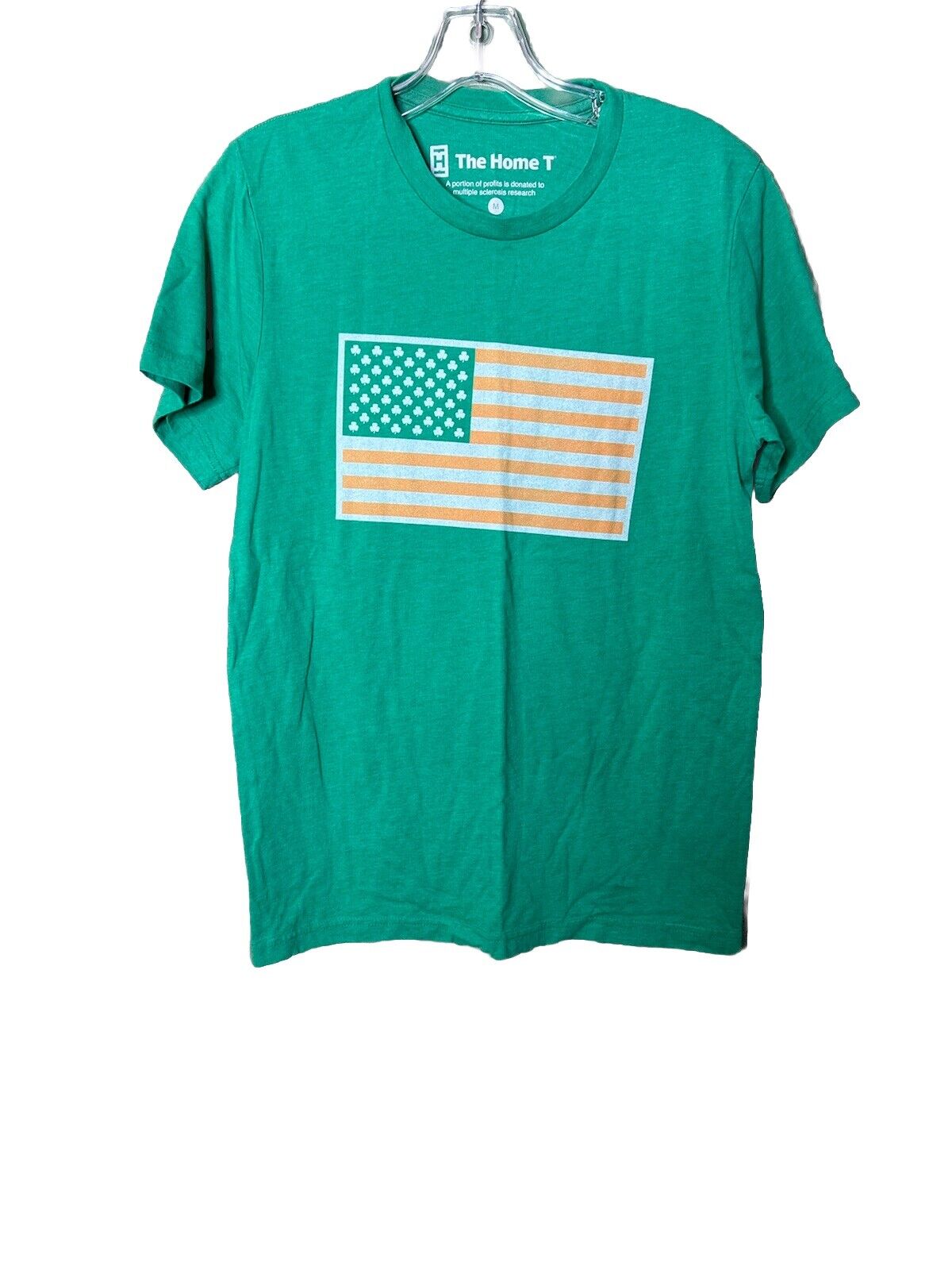 Men's Size Medium Green Shirt With American Flag