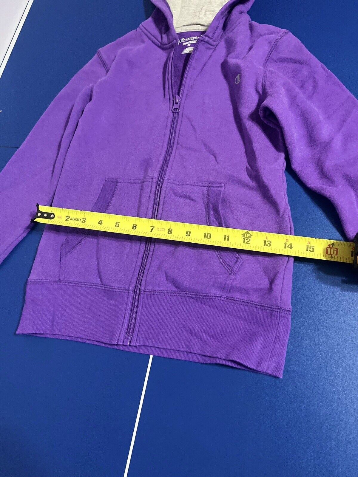 Champion Girls Hoodie, Purple, Girls Size Medium, Gray Inside, Zip Up With Pocke