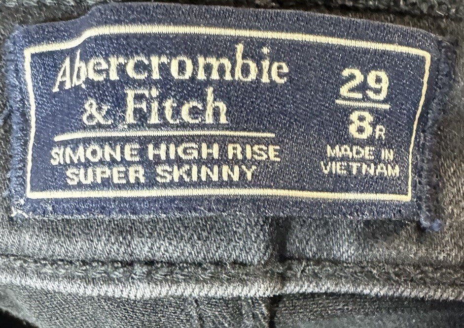 Women's Abercrombie & Fitch Denim Sz 29/8R Black High Rise