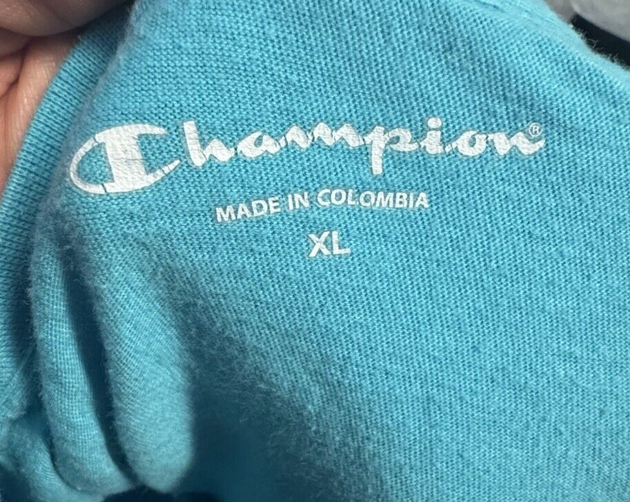 Champion Women's Size XL Blue Logo T-shirt Tee Top Blouse