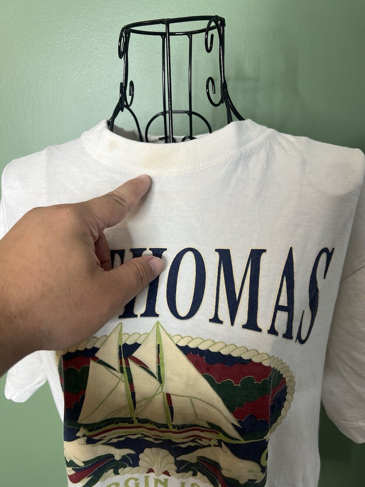 St Thomas White Short Sleeve Cotton T-Shirt Men's M