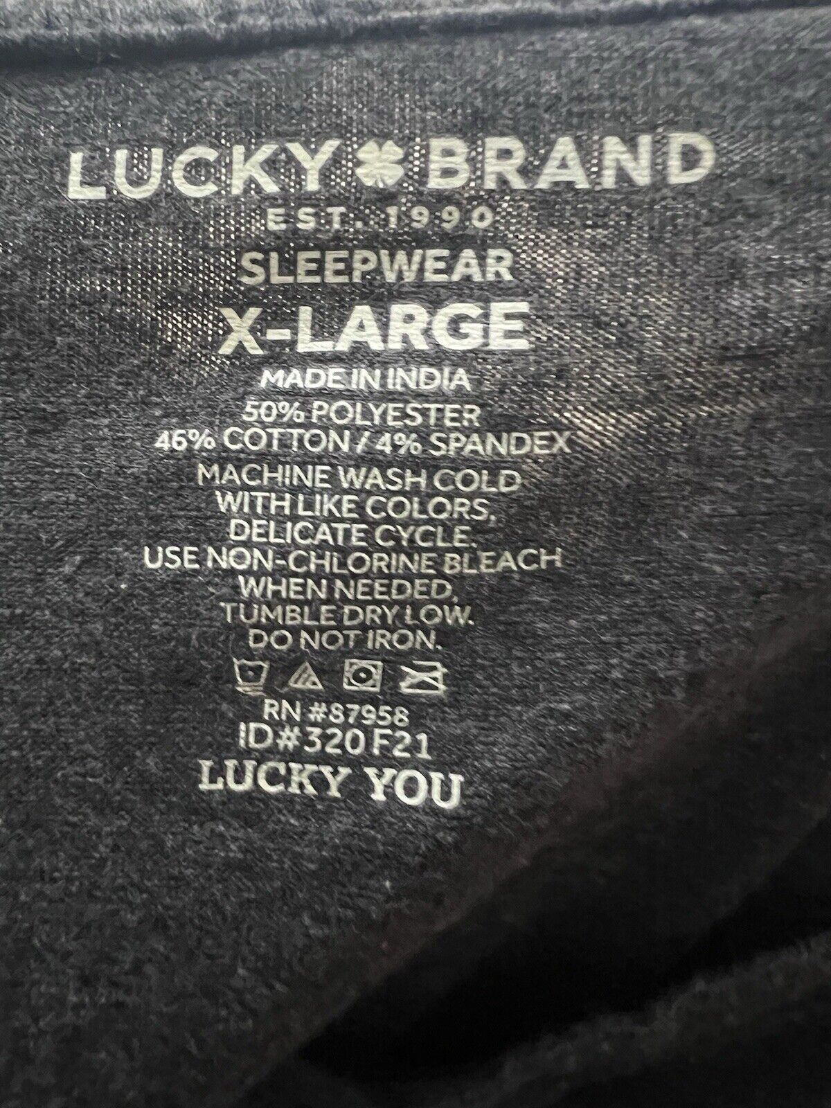 Lucky Brand Shirt Mens Size XL soft sleepwear long sleeve logo