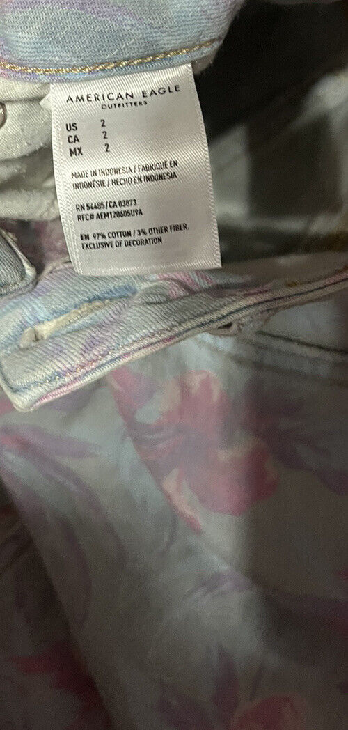 American Eagle Super Hi Rise Festival Mini Skirt Women's Size 2 Denim Floral