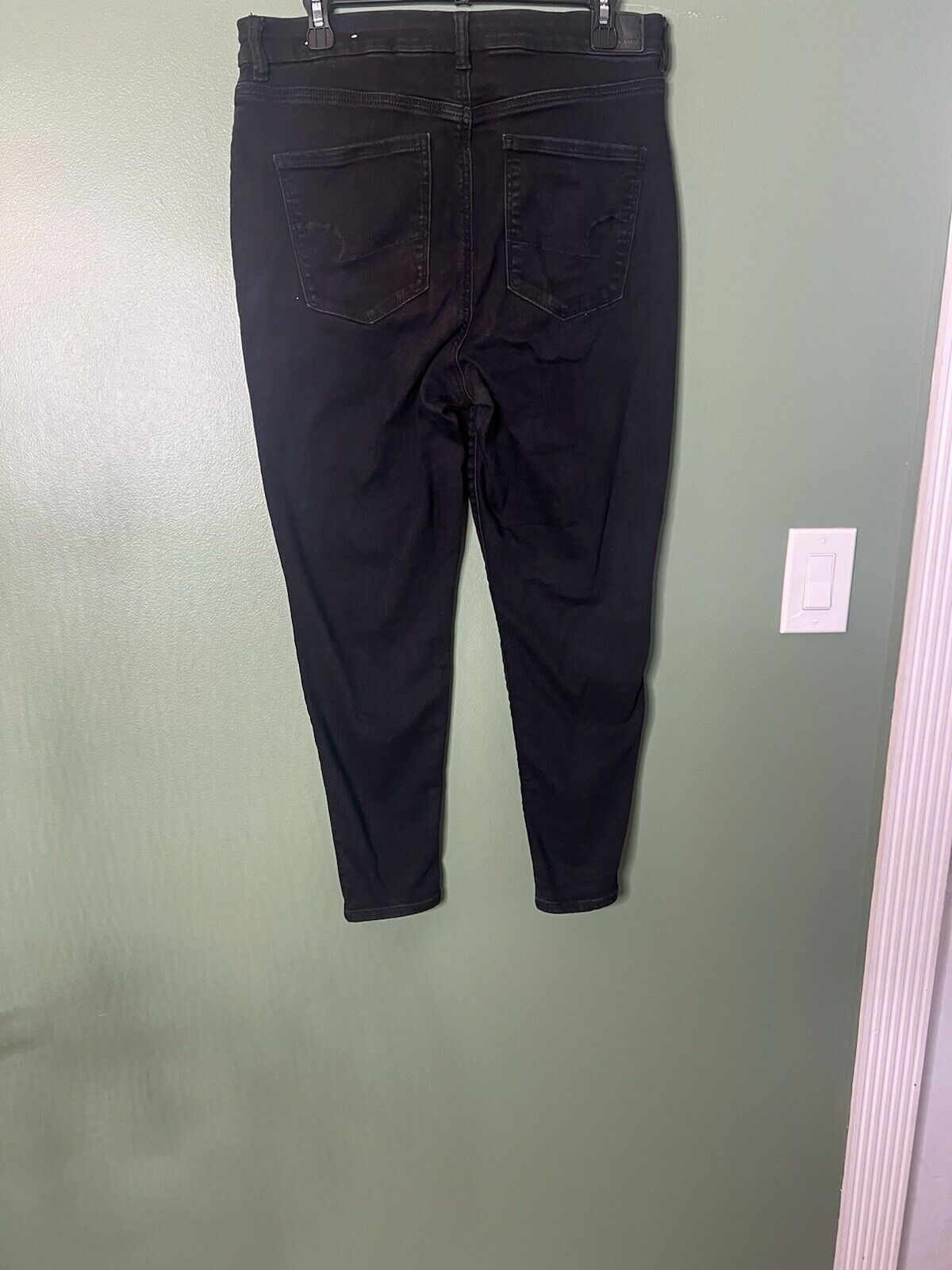 American Eagle Outfitters Black Denim Straight Leg Jeans Womens 14 Short