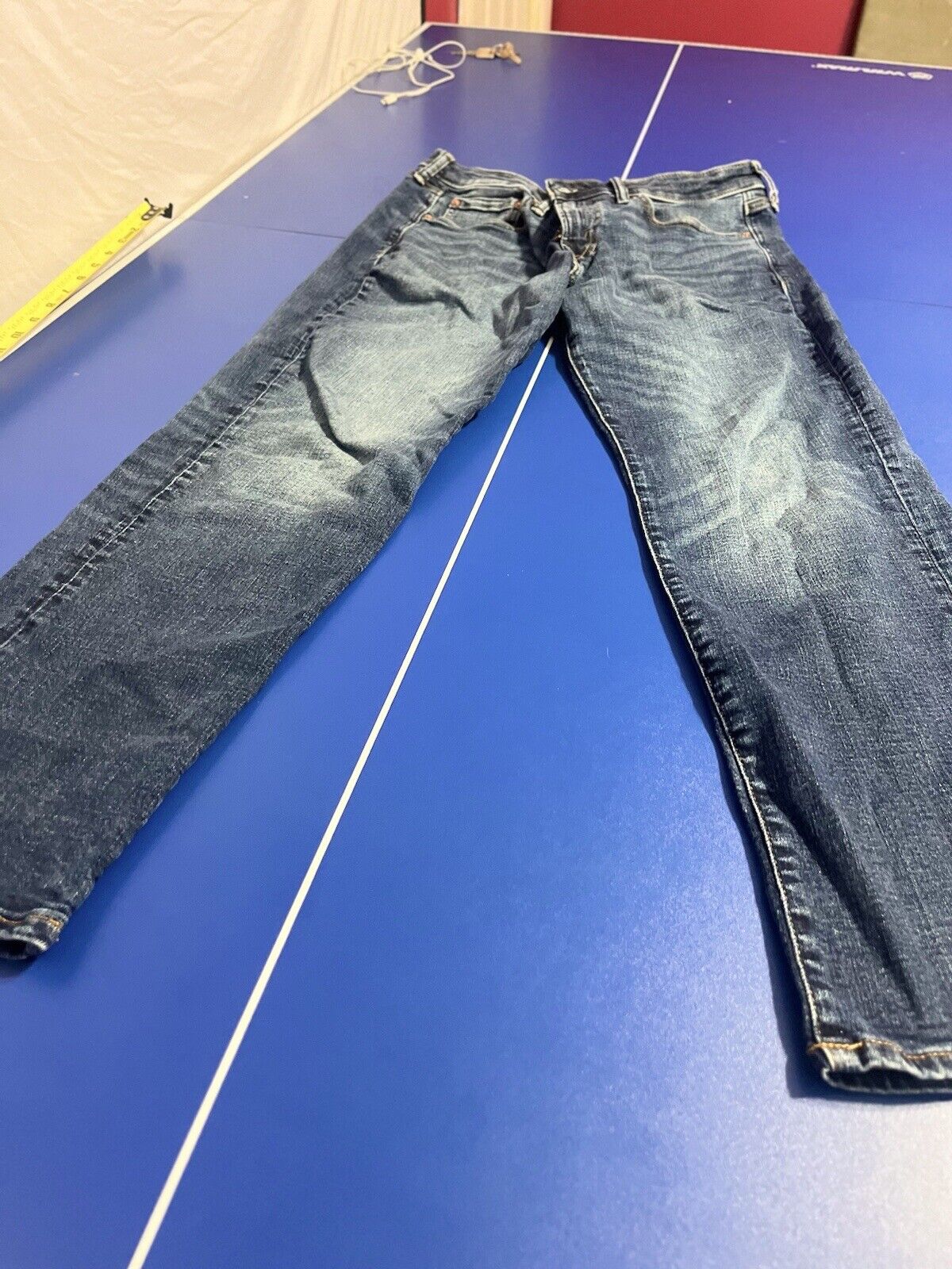 American Eagle 31x30 Original Straight Fit Extreme Flex Jeans Faded Worn Light