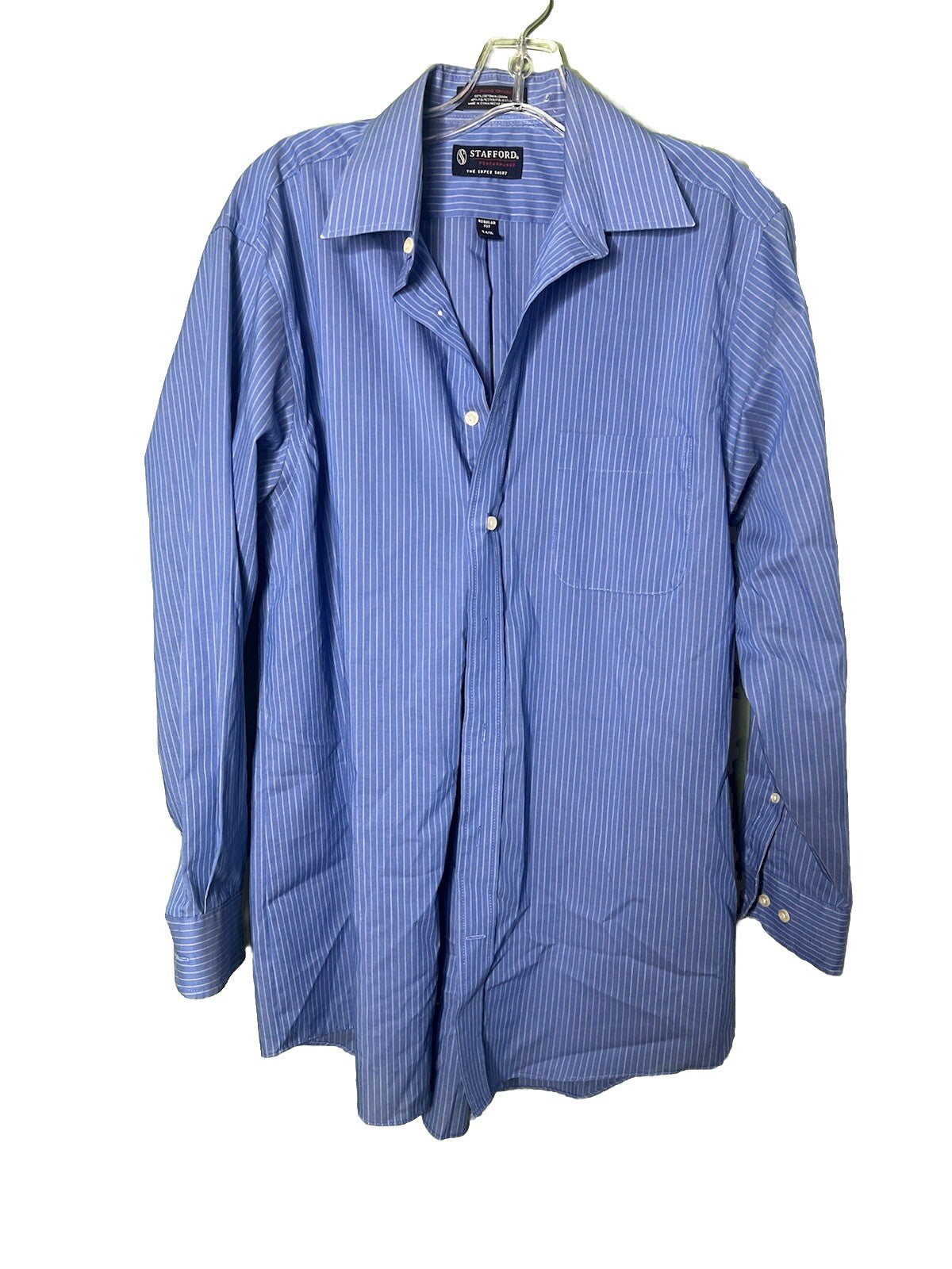 Stafford Shirt Mens 15.5 32-33 Long Sleeve Button Up Travel Performance Super