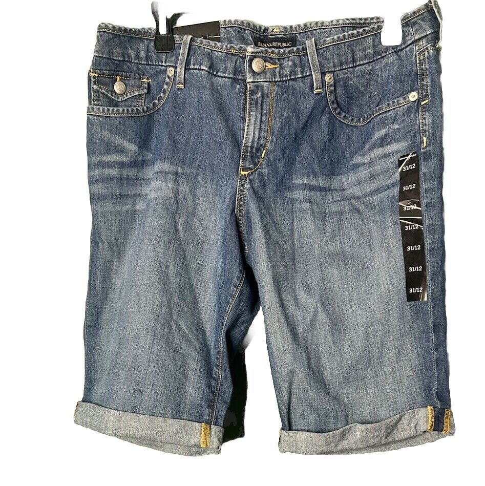 Banana Republic Bermuda Shorts Womens 31/12 Mid Rise Cuffed Stretch Denim Jean