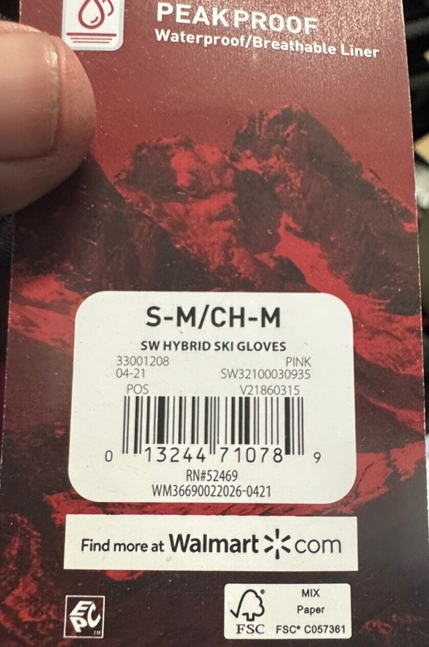 3M Thinsulate Peak Swiss Tech Gloves Size Small/Medium